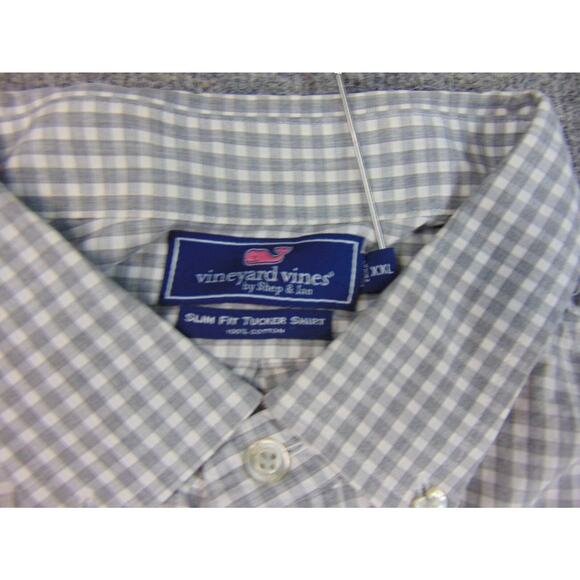Vineyard Vines Shirt Mens 2XL Slim Fit‎ Tucker Green White Gingham Check - Picture 4 of 8